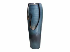 Fuente de agua de pared de cristal y poliresina, diseño elegante, color turquesa, para uso interior y exterior (29x34,5x98cm) Verde
