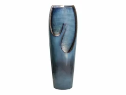Fuente de agua de pared de cristal y poliresina, diseño elegante, color turquesa, para uso interior y exterior (29x34,5x98cm) Verde