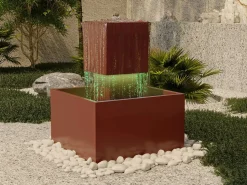 New MYLIA Fuente de exterior de acero inoxidable y cristal - Alt. 65 cm - - CARDINA Terracota