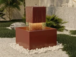 New MYLIA Fuente de exterior de acero inoxidable y cristal - Alt. 65 cm - - CARDINA Terracota