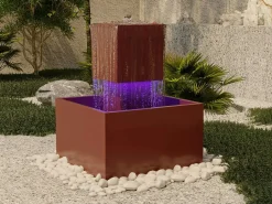 New MYLIA Fuente de exterior de acero inoxidable y cristal - Alt. 65 cm - - CARDINA Terracota