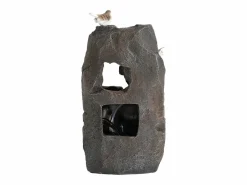 Merax Fuente de exterior para jardín/terraza/balcón/césped - 25,5 x 19 x 47 cm - con LED - Resina - Gris