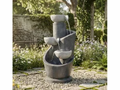 Merax Fuente de jardín para jardín y patio - 25 x 24 x 50 cm - con LED + bomba de agua - Resina -