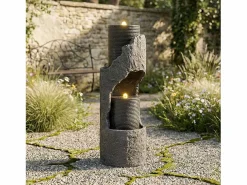 Sale Fuente de jardín para jardín y patio - 34,5 x 34,5 x 100,5 cm - con LED + bomba de agua - Resina - Fuente Agua