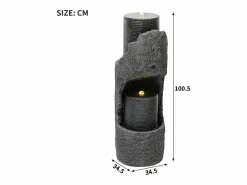 Sale Fuente de jardín para jardín y patio - 34,5 x 34,5 x 100,5 cm - con LED + bomba de agua - Resina - Fuente Agua