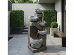 Discount Merax Fuente de jardín para jardín y patio - 33,5 x 30,5 x 77,5 cm - con LED + bomba de agua - Resina - Gris