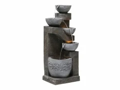 Discount Merax Fuente de jardín para jardín y patio - 33,5 x 30,5 x 77,5 cm - con LED + bomba de agua - Resina - Gris
