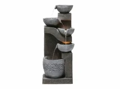 Discount Merax Fuente de jardín para jardín y patio - 33,5 x 30,5 x 77,5 cm - con LED + bomba de agua - Resina - Gris