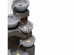 Discount Merax Fuente de jardín para jardín y patio - 33,5 x 30,5 x 77,5 cm - con LED + bomba de agua - Resina - Gris