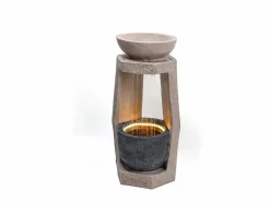 Merax Fuente de jardín para jardín y patio - 36,5 x 36 x 81,5 cm - con LED + bomba de agua - Resina -