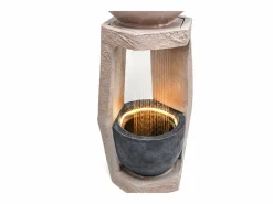 Merax Fuente de jardín para jardín y patio - 36,5 x 36 x 81,5 cm - con LED + bomba de agua - Resina -