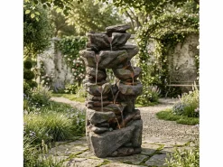 Discount Fuente de jardín para jardín y patio - 40 x 36 x 90 cm - con LED + bomba de agua - Resina - Fuente Agua
