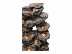 Discount Fuente de jardín para jardín y patio - 40 x 36 x 90 cm - con LED + bomba de agua - Resina - Fuente Agua