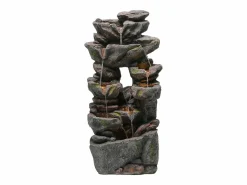 Discount Fuente de jardín para jardín y patio - 40 x 36 x 90 cm - con LED + bomba de agua - Resina - Fuente Agua