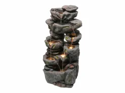 Discount Fuente de jardín para jardín y patio - 40 x 36 x 90 cm - con LED + bomba de agua - Resina - Fuente Agua