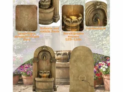 Fuente decorativa de jardín con soporte - 50 x 32 x 90 cm - estilo antiguo - para jardín/estanque/patio/balcón - Resina - marrón Fuente Agua