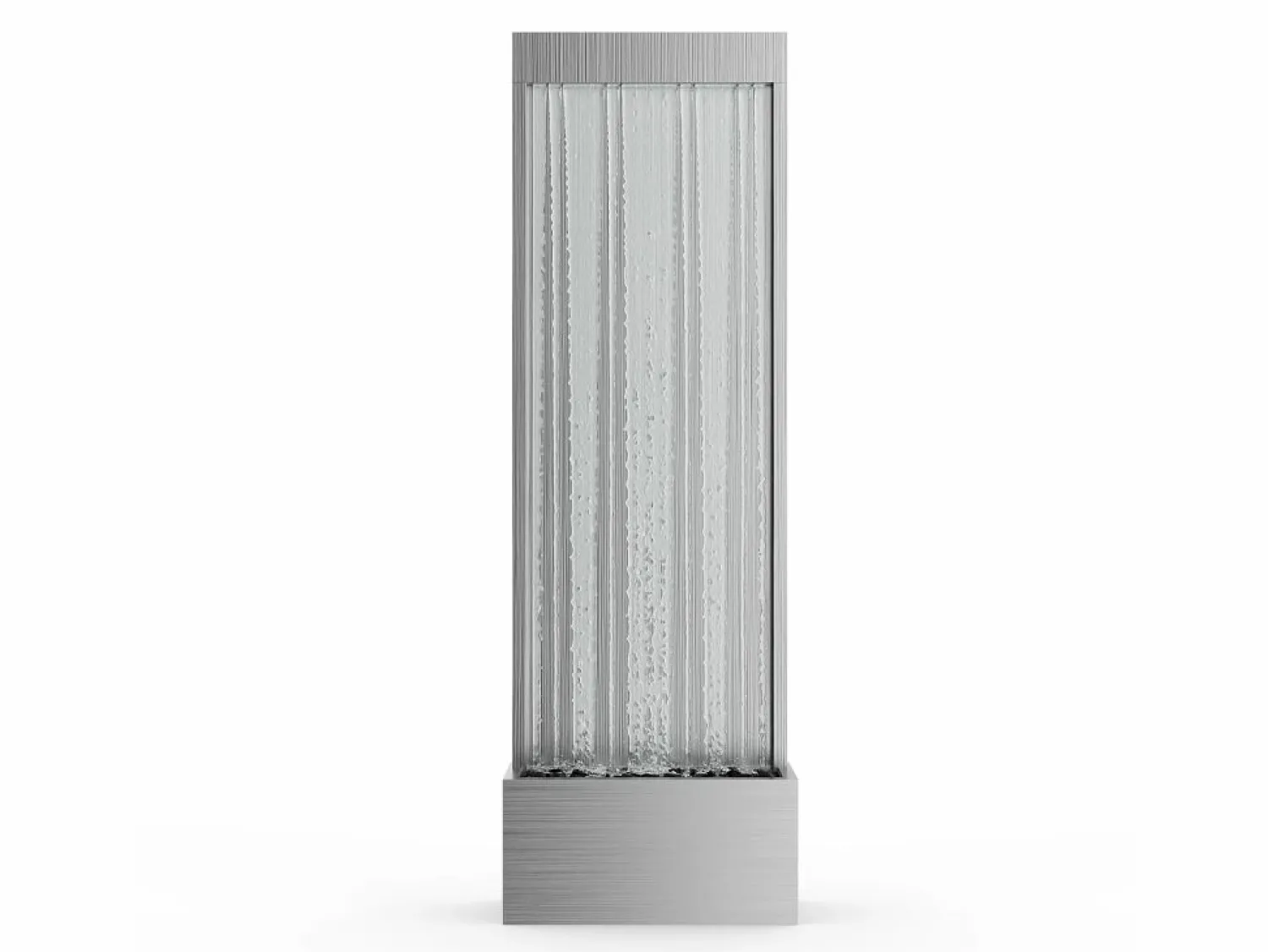 MYLIA Fuente exterior de acero inoxidable y vidrio con LED, L. Alt. 183 cm, , PANGA