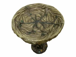 Best Fuente para pájaros de hormigón, diseño de madera, con pájaro decorativo (45,5x45,5x65 cm) Fuente Agua