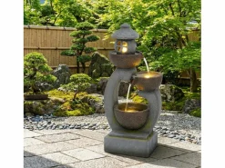 Merax Fuente zen de exterior para jardín, terraza, balcón o césped - 44,5 x 25 x 95 cm - con LED - Resina -