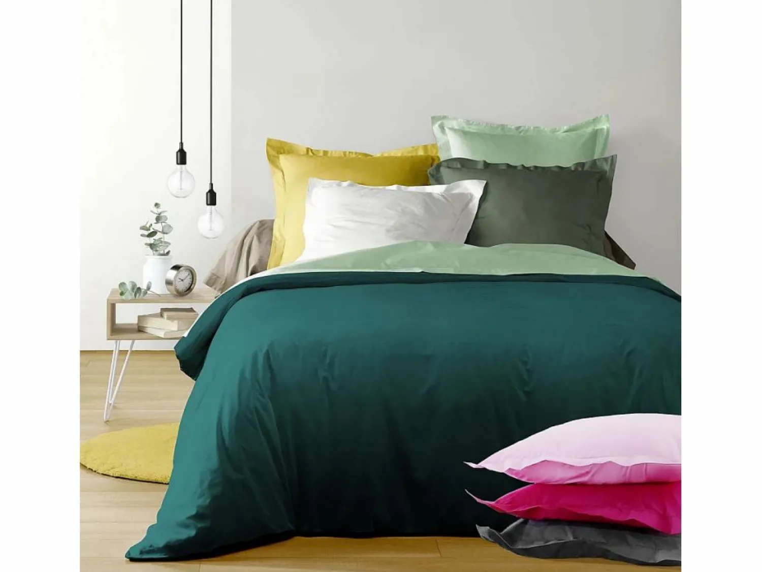 Sale Douceur d'intérieur Funda de Almohada Blanca "Lina" 63x63cm con Volante Plano 100% Algodón Oeko-Tex Blanco