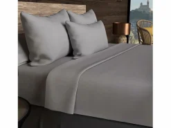Best Soleil d'ocre Funda de almohada rectangular US 50x75 cm en algodón liso 57 hilos Gris