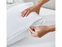PIKOLIN Funda de Almohada 75x40cm| HOME| Rizo| Aloe Vera| Impermeable Blanco