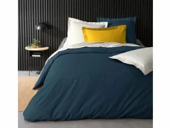 Hot Promo Linge Funda de Edredón Percal Liso 100% Algodón 220x240cm Noche Azul