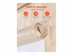 Outlet Funda de Gazebo Invierno SucceBuy, 3,66 x 4,9 m, Cubierta de Gazebo con Techo Rígido Doble, con Paneles Laterales, Ventanas de Malla, Material PE Alta Densidad Cenador Y Quiosco