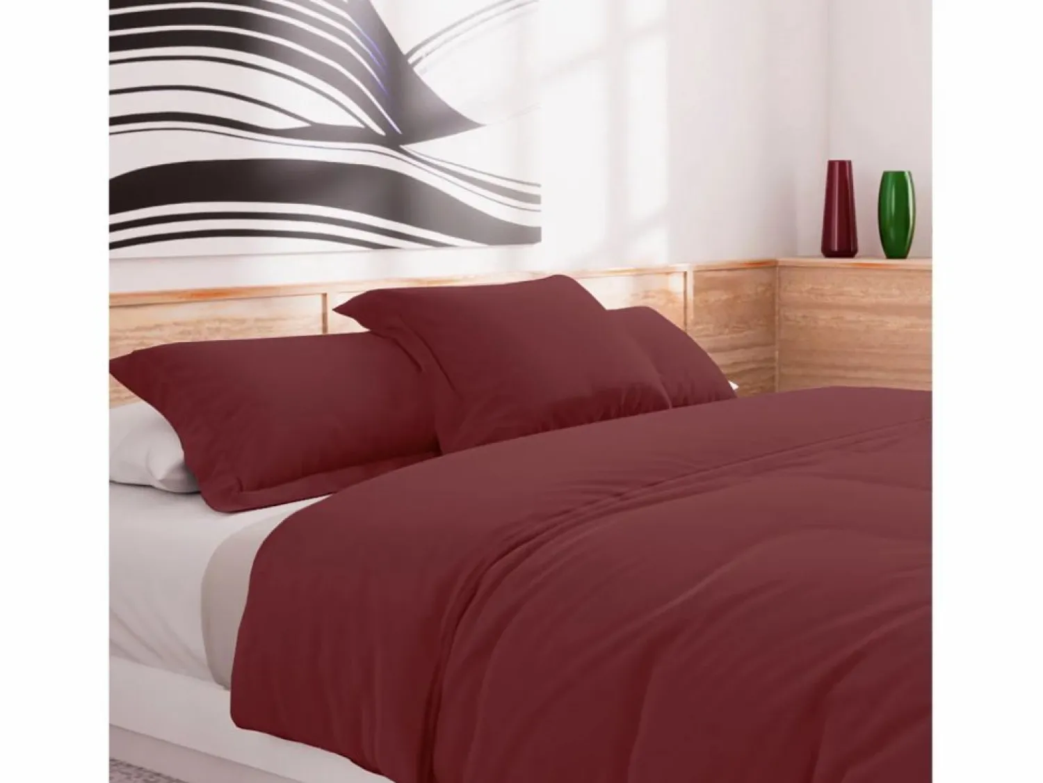 Soleil d'ocre Funda nórdica de algodón de 57 hilos 240x220 cm Ladrillo liso, por