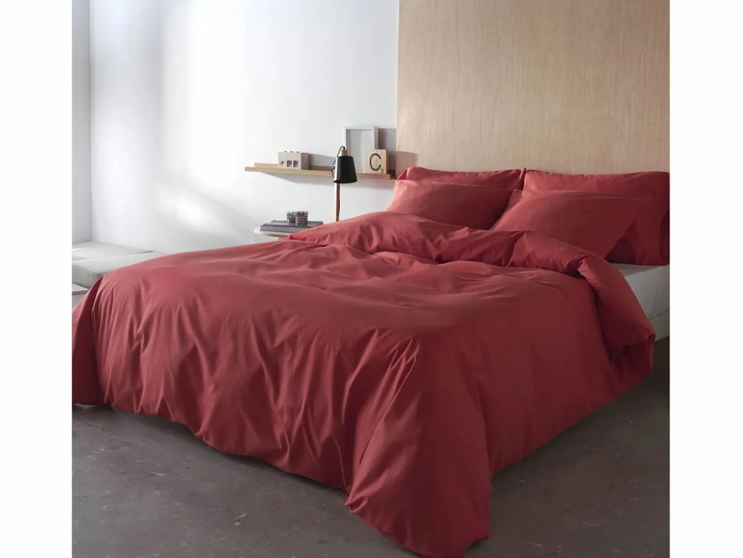 Online Funda nórdica lisa Coral cama 120 cm - 200x200 cm, algodón 200 hilos. Cierre con botones. Funda Nórdica