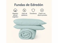 Morfeo Descanso Funda nórdica verde agua 90x190/200 - 100% algodón orgánico premium