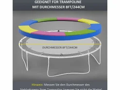 Funda protectora para cama elástica Ø244 cm, resistente a los rayos UV y a la intemperie, plástico 500D, (244x244x30 cm)