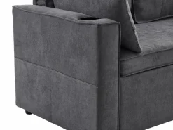 Fusio Primavera-Verano - Sofá Cama Angular 3 Plazas, Modular, Tela de Lino con Reposabrazos Portavasos - Ideal para Salón y Estancia