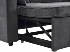 Fusio Primavera-Verano - Sofá Cama Angular 3 Plazas, Modular, Tela de Lino con Reposabrazos Portavasos - Ideal para Salón y Estancia