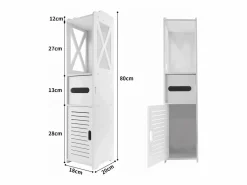 New Gabinete de baño moderno, unidad de almacenamiento en pie con 4 cajones, armario de almacenamiento, 18x20x80cm - Columna De Baño