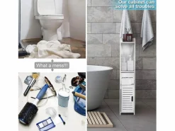 New Gabinete de baño moderno, unidad de almacenamiento en pie con 4 cajones, armario de almacenamiento, 18x20x80cm - Columna De Baño