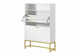 New DripeX Gabinete de zapatos, con 2 puertas de subcontratación y 1 estante abierto, anti-plina, , 80x24x117cm de diseño Blanco