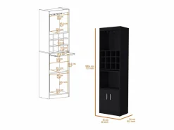 Discount Gabinete para bar Kevil, wengué Botellero|Accesorios Para Vino Y Bar