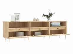 Sale Garden Furniture Galax Mueble de TV madera contrachapada roble Sonoma 150x30x44,5 cm Marru00f3n