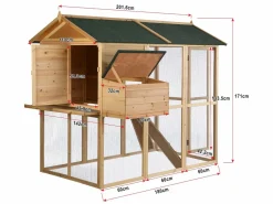 Outlet Gallinero, caseta con cerca de madera- 8 gallinas -Ancho 201 x Alt. 171- natural y verde - GALLUS Cama De Animales De Compañía