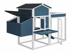 Vente-unique Gallinero con valla y huerto - 4 gallinas - Alt. 109 cm - Azul y blanco CAMPORA Azul / Blanco