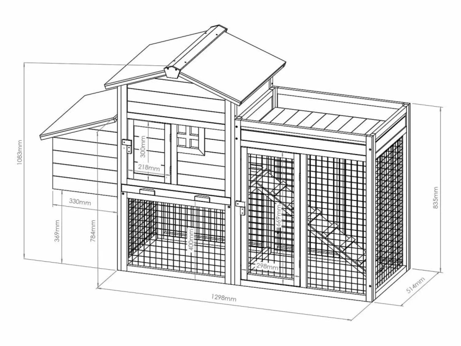 Vente-unique Gallinero con valla y huerto - 4 gallinas - Alt. 109 cm - Azul y blanco CAMPORA Azul / Blanco