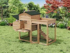 Vente-unique Gallinero con valla y huerto 4 gallinas - Alt. 109 cm - Natural - CAMPORA