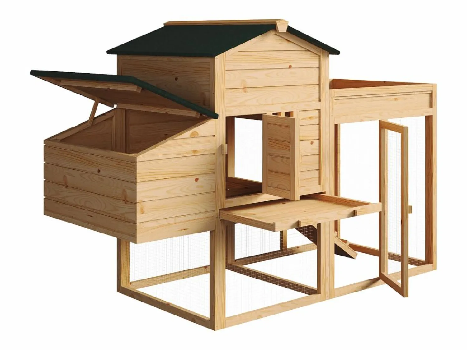 Vente-unique Gallinero con valla y huerto 4 gallinas - Alt. 109 cm - Natural - CAMPORA