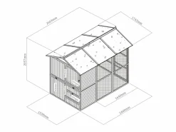 Outlet Gallinero de madera con corral - 10 gallinas - L. 266 x An. 174 x Al. 205 cm - - FERAS Cama De Animales De Compañía