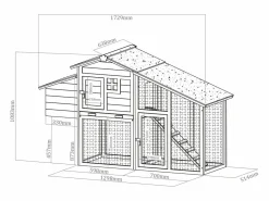 Discount Gallinero de madera con cerca - 4 gallinas - Ancho 173 x Prof. 64 x A. 108 cm - Blanco - LEVAS Cama De Animales De Compañía