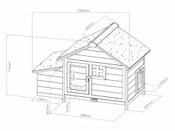 Vente-unique Gallinero de madera con ponedero - 2 gallinas - L. 106 x Prof. 64 x Alt. .71 cm - Azul y blanco - ANSER