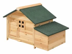 New Vente-unique Gallinero de madera con ponedero - 2 gallinas - Ancho 106 x Prof. 64 x Alt. 71 - Natural- ANSER Color natural claro