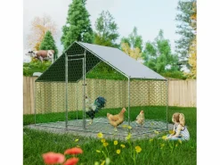 Hauss Spole Gallinero metálico con cierre de seguridad y cubierta de PE impermeable 3,03x1,57x2m