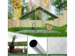 Hauss Spole Gallinero metálico con cierre de seguridad y cubierta de PE impermeable 3,03x1,57x2m